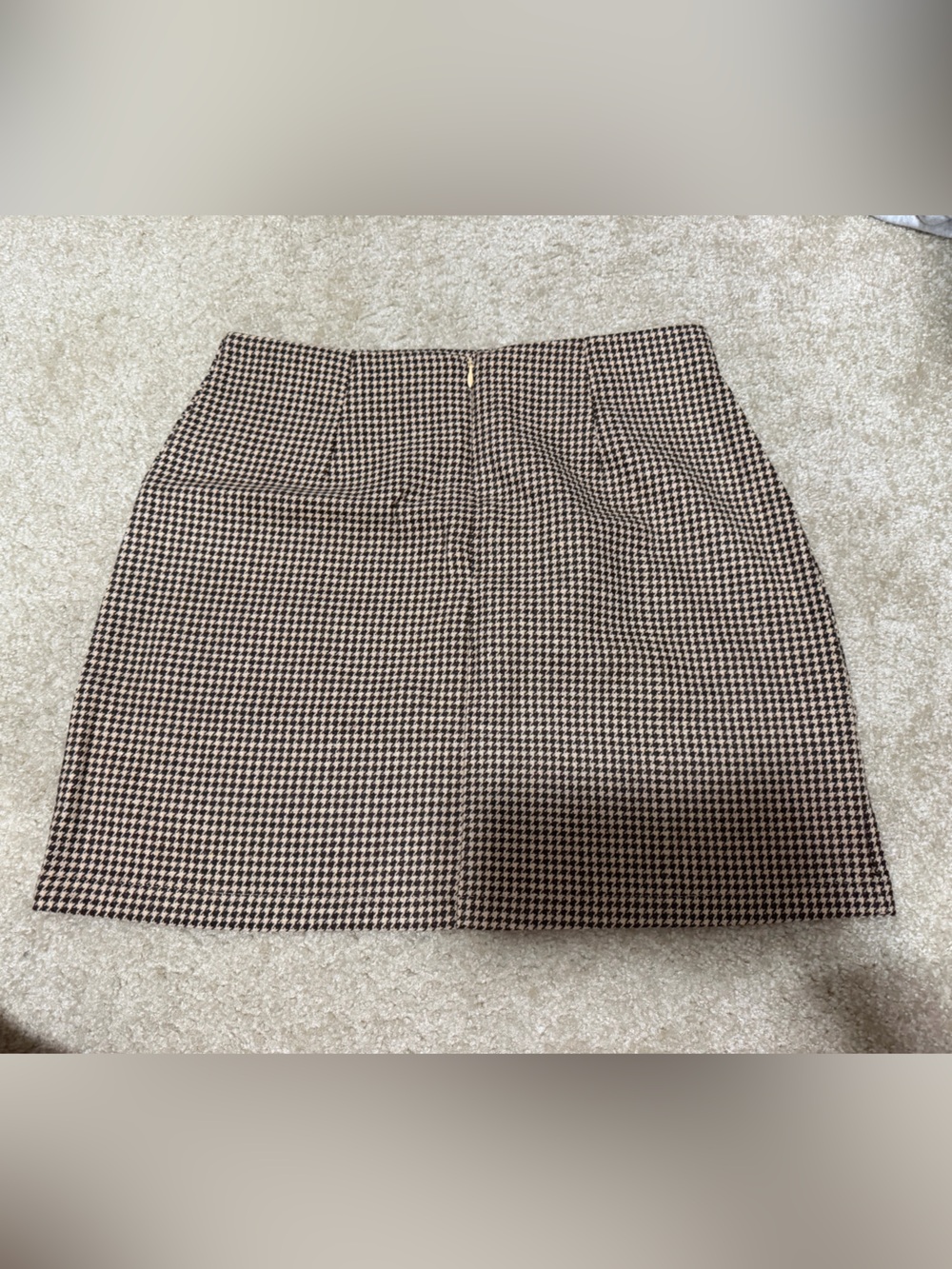Brown Houndstooth Mini Skirt